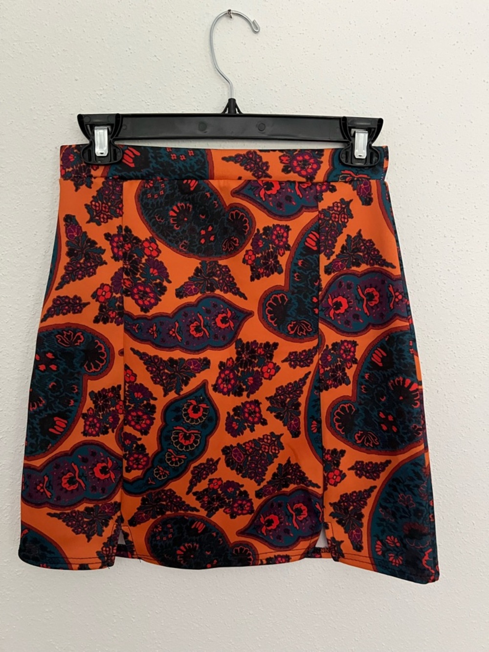 Missguided Orange Paisley Mini Skirt with Teal Accents